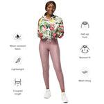 Women’s cropped windbreaker Floral Roses Vintage Spring Summer Rose Women's Cropped Windbreaker Jacket