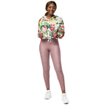Women’s cropped windbreaker Floral Roses Vintage Spring Summer Rose Women's Cropped Windbreaker Jacket