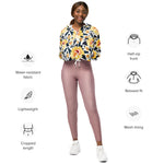 Women’s cropped windbreaker Floral seamless pattern with Roses Flower Summer Rose Women's Cropped Windbreaker Jacket