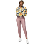 Women’s cropped windbreaker Floral seamless pattern with Roses Flower Summer Rose Women's Cropped Windbreaker Jacket