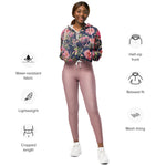 Women’s cropped windbreaker Floral Watercolor Botanicals Flower Summer Rose Women's Cropped Windbreaker Jacket