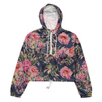Women’s cropped windbreaker Floral Watercolor Botanicals Flower Summer Rose Women's Cropped Windbreaker Jacket