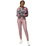 Women’s cropped windbreaker Floral Watercolor Botanicals Flower Summer Rose Women's Cropped Windbreaker Jacket