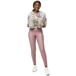 Women’s cropped windbreaker Flowers Classic Modern Romantic Summer Rose Women's Cropped Windbreaker Jacket