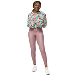 Women’s cropped windbreaker Flowers Pattern Summer Rose Women's Cropped Windbreaker Jacket