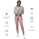 Women’s cropped windbreaker Flowers Pattern Summer Rose Women's Cropped Windbreaker Jacket