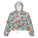Women’s cropped windbreaker Flowers Pattern Summer Rose Women's Cropped Windbreaker Jacket