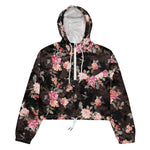 Women’s cropped windbreaker Garden Flower Rose Dark Pattern Summer Rose Women's Cropped Windbreaker Jacket