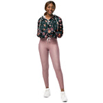 Women’s cropped windbreaker Garden Flower Rose Pattern Summer Rose Women's Cropped Windbreaker Jacket