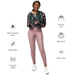 Women’s cropped windbreaker Garden Flower Rose Pattern Summer Rose Women's Cropped Windbreaker Jacket