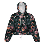 Women’s cropped windbreaker Garden Flower Rose Pattern Summer Rose Women's Cropped Windbreaker Jacket