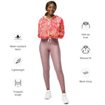 Women’s cropped windbreaker Garden flowers pink peoni and Chick Summer Rose Women's Cropped Windbreaker Jacket
