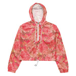 Women’s cropped windbreaker Garden flowers pink peoni and Chick Summer Rose Women's Cropped Windbreaker Jacket