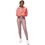 Women’s cropped windbreaker Garden flowers pink peoni and Chick Summer Rose Women's Cropped Windbreaker Jacket