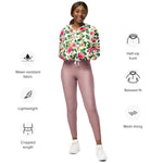 Women’s cropped windbreaker Garden Roses Pattern Flower Summer Rose Women's Cropped Windbreaker Jacket