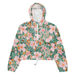 Women’s cropped windbreaker Gouache seamless Spring Flower pattern Summer Rose Women's Cropped Windbreaker Jacket