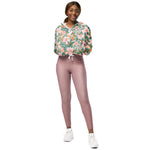 Women’s cropped windbreaker Gouache seamless Spring Flower pattern Summer Rose Women's Cropped Windbreaker Jacket