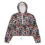 Women’s cropped windbreaker Gray jays and Flowers Summer Rose Women's Cropped Windbreaker Jacket