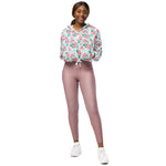 Women’s cropped windbreaker Green Rose Flower Summer Rose Women's Cropped Windbreaker Jacket