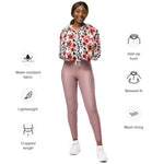 Women’s cropped windbreaker Hand Painting Abstract Watercolor Roses Flowers Summer Rose Women's Cropped Windbreaker Jacket