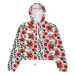 Women’s cropped windbreaker Hand Painting Abstract Watercolor Roses Flowers Summer Rose Women's Cropped Windbreaker Jacket