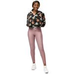 Women’s cropped windbreaker Ornate Seamless Pattern With Vintage Peonies Rose Summer Rose Women's Cropped Windbreaker Jacket