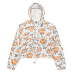 Women’s cropped windbreaker Peach Watercolor Roses Pattern Summer Rose Women's Cropped Windbreaker Jacket