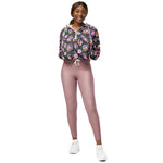 Women’s cropped windbreaker Pink & Purple Peonies Floral Summer Rose Women's Cropped Windbreaker Jacket