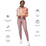 Women’s cropped windbreaker Pink Country Chic Roses Garden and Wood Summer Rose Women's Cropped Windbreaker Jacket