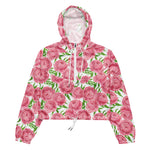 Women’s cropped windbreaker Pink Peonies Watercolor Flower Summer Rose Women's Cropped Windbreaker Jacket