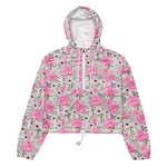 Women’s cropped windbreaker Pink Rose Garden Floral Pattern Summer Rose Women's Cropped Windbreaker Jacket