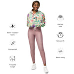 Women’s cropped windbreaker Pink Roses Floral Summer Rose Women's Cropped Windbreaker Jacket