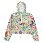 Women’s cropped windbreaker Pink Roses Floral Summer Rose Women's Cropped Windbreaker Jacket