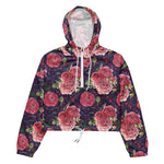 Women’s cropped windbreaker Pink Roses Romantic On Purple Summer Rose Women's Cropped Windbreaker Jacket