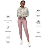 Women’s cropped windbreaker Pink Roses Vintage Watercolor Floral Summer Rose Women's Cropped Windbreaker Jacket