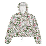 Women’s cropped windbreaker Pink Roses Vintage Watercolor Floral Summer Rose Women's Cropped Windbreaker Jacket