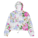 Women’s cropped windbreaker Pink Roses Watercolor Floral Pattern Summer Rose Women's Cropped Windbreaker Jacket