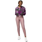 Women’s cropped windbreaker Pink Tapestry Roses Summer Rose Women's Cropped Windbreaker Jacket