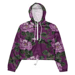 Women’s cropped windbreaker Pink Tapestry Roses Summer Rose Women's Cropped Windbreaker Jacket