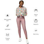 Women’s cropped windbreaker Pretty Flower Watercolor Floral Botanical Summer Rose Women's Cropped Windbreaker Jacket