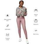 Women’s cropped windbreaker Pretty Pink Roses Pattern Summer Rose Women's Cropped Windbreaker Jacket
