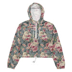 Women’s cropped windbreaker Pretty Pink Roses Pattern Summer Rose Women's Cropped Windbreaker Jacket