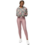 Women’s cropped windbreaker Pretty Pink Roses Pattern Summer Rose Women's Cropped Windbreaker Jacket
