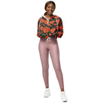 Women’s cropped windbreaker Red pumpkin seamless pattern and carrots Summer Rose Women's Cropped Windbreaker Jacket
