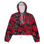 Women’s cropped windbreaker Red Rose Flowers Vintage Summer Rose Women's Cropped Windbreaker Jacket