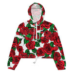 Women’s cropped windbreaker Red Roses vintage flower Summer Rose Women's Cropped Windbreaker Jacket