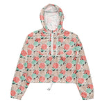 Women’s cropped windbreaker Retro Roses Summer Rose Women's Cropped Windbreaker Jacket