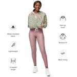 Women’s cropped windbreaker Romantic classic wallpaper seamless Vintage Rose flower Summer Rose Women's Cropped Windbreaker Jacket
