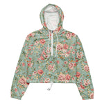 Women’s cropped windbreaker Romantic classic wallpaper seamless Vintage Rose flower Summer Rose Women's Cropped Windbreaker Jacket