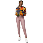 Women’s cropped windbreaker Romantic Dark Vintage Rose Flower Pattern Summer Rose Women's Cropped Windbreaker Jacket